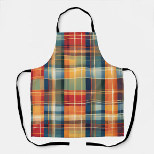 Colourful Fall Autumn Thanksgiving Plaid Design Apron