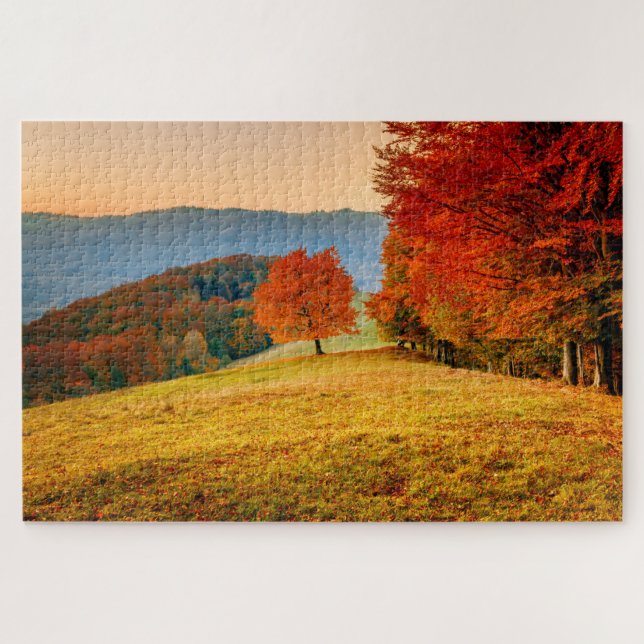 Colourful Fall Autumn Tree Landscape Jigsaw Puzzle (Horizontal)
