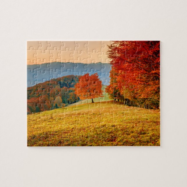 Colourful Fall Autumn Tree Landscape Jigsaw Puzzle (Horizontal)