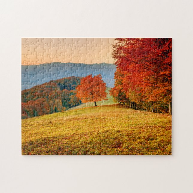 Colourful Fall Autumn Tree Landscape Jigsaw Puzzle (Horizontal)