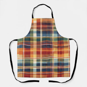 Colourful Fall Autumn Winter Plaid Print Apron