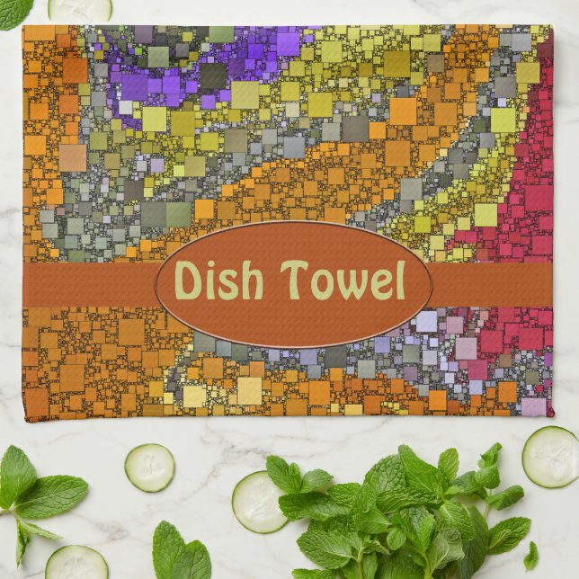 Colourful Fall Bouquet Box Design Tea Towel (Folded)