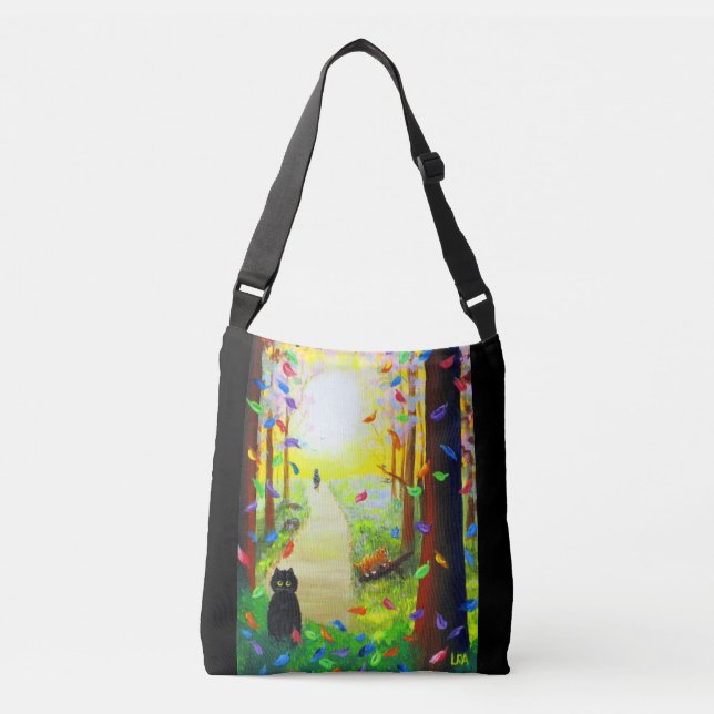 Colourful Fall Cats Crossbody Bag (Front)