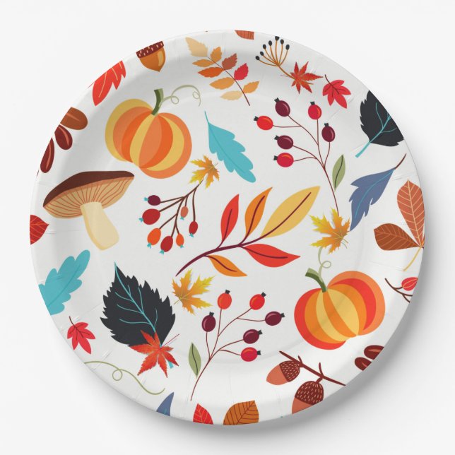 Colourful Fall Design Paper Plate (Front)