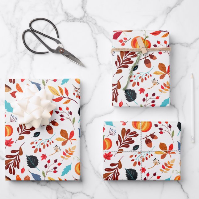 Colourful Fall Favourites | Seasonal Wrapping Pape Wrapping Paper Sheet (Front)