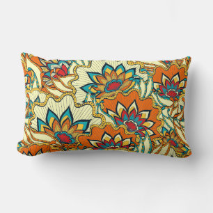 Colourful Fall Floral Pattern Lumbar Cushion