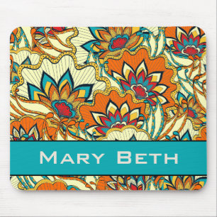 Colourful Fall Floral Personalised Mouse Mat