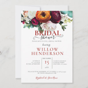 Colourful Fall Floral Wedding Shower Invitation