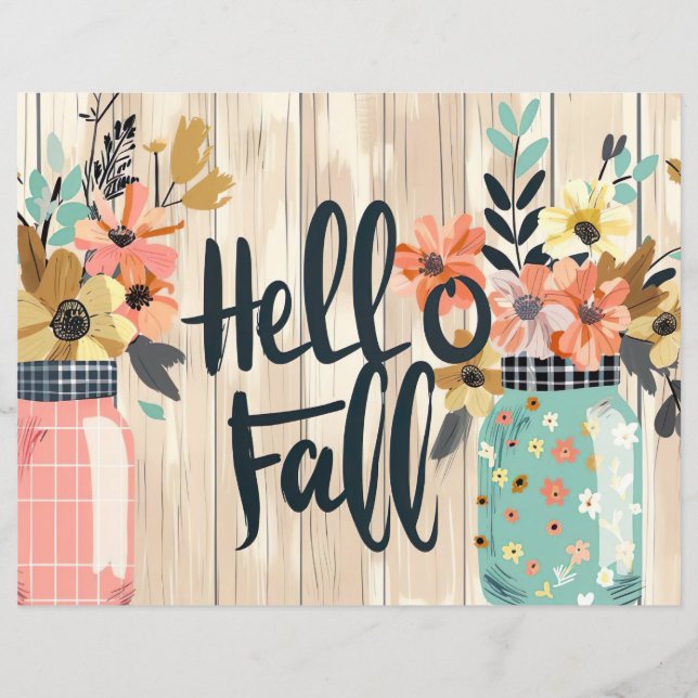 colourful fall flower pattern scrapbook paper (Front)