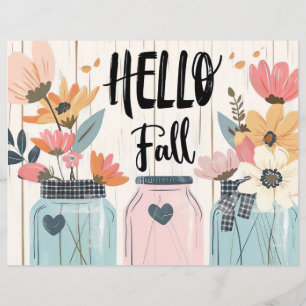 colourful fall flower pattern scrapbook paper