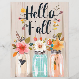 colourful fall flowers design scrapbook paper