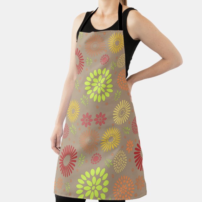 Colourful Fall Flowers in Warm Shades Apron (Insitu)