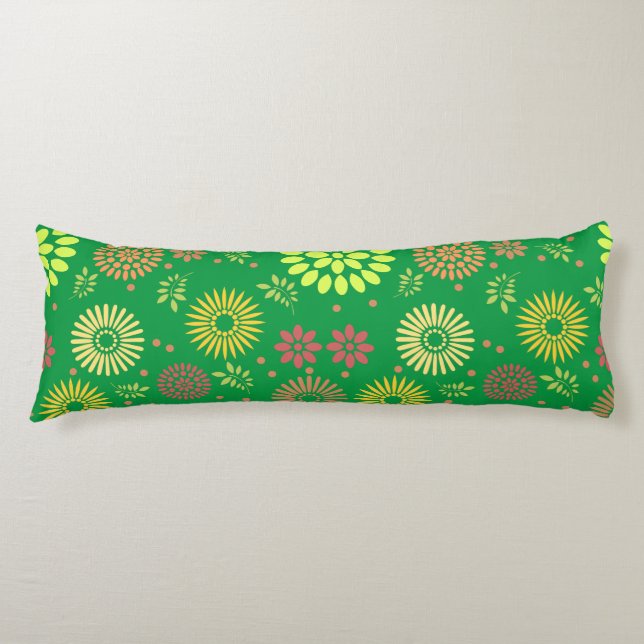 Colourful Fall Flowers in Warm Shades Body Cushion (Front)
