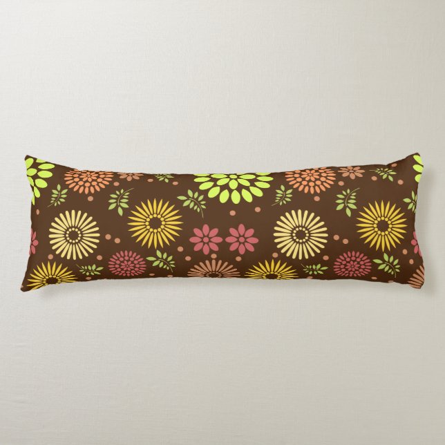 Colourful Fall Flowers in Warm Shades Body Cushion (Front)