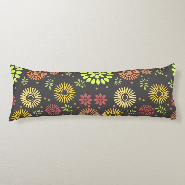 Colourful Fall Flowers in Warm Shades Body Cushion (Front)