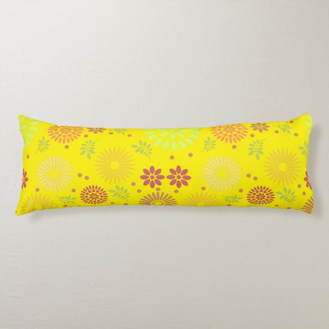 Colourful Fall Flowers in Warm Shades Body Cushion (Front)