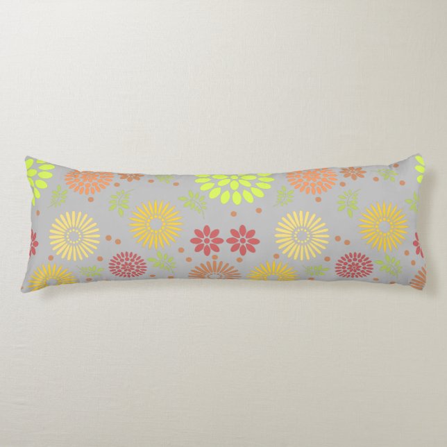 Colourful Fall Flowers in Warm Shades Body Cushion (Front)