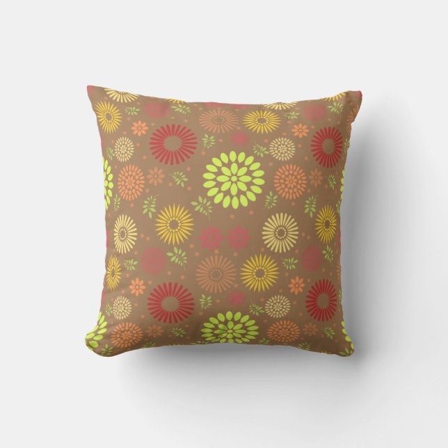 Colourful Fall Flowers in Warm Shades Cushion (Front)