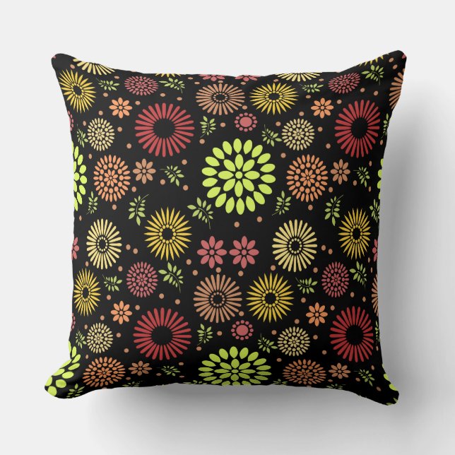 Colourful Fall Flowers in Warm Shades Cushion (Front)