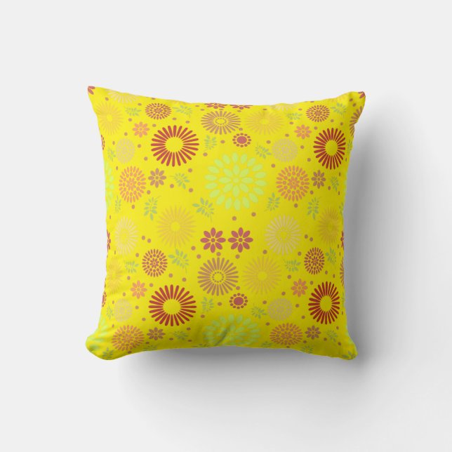 Colourful Fall Flowers in Warm Shades Cushion (Front)