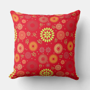 Colourful Fall Flowers in Warm Shades Cushion