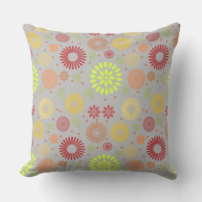 Colourful Fall Flowers in Warm Shades Cushion (Front)