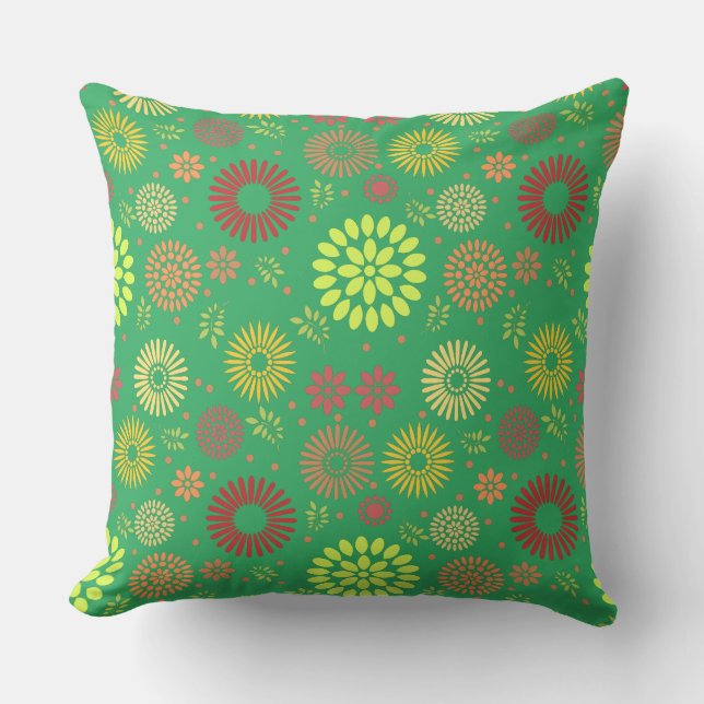 Colourful Fall Flowers in Warm Shades Cushion (Front)