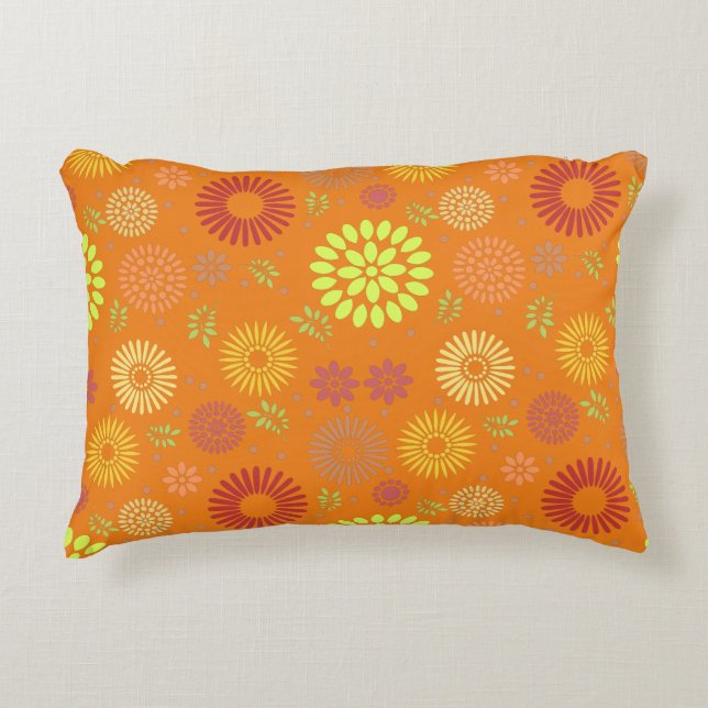 Colourful Fall Flowers in Warm Shades Decorative Cushion (Front)