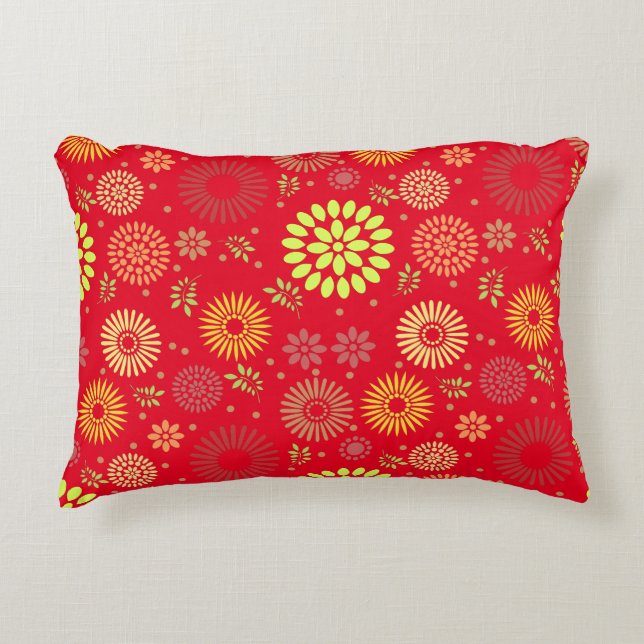 Colourful Fall Flowers in Warm Shades Decorative Cushion (Front)