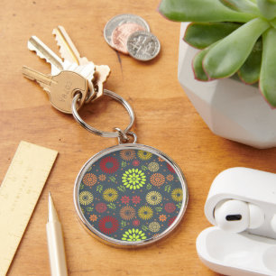 Colourful Fall Flowers in Warm Shades Key Ring