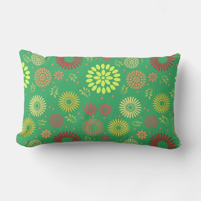 Colourful Fall Flowers in Warm Shades Lumbar Cushion (Front)