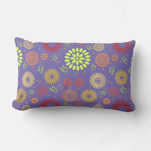 Colourful Fall Flowers in Warm Shades Lumbar Cushion (Front)