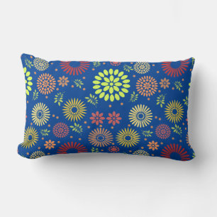 Colourful Fall Flowers in Warm Shades Lumbar Cushion