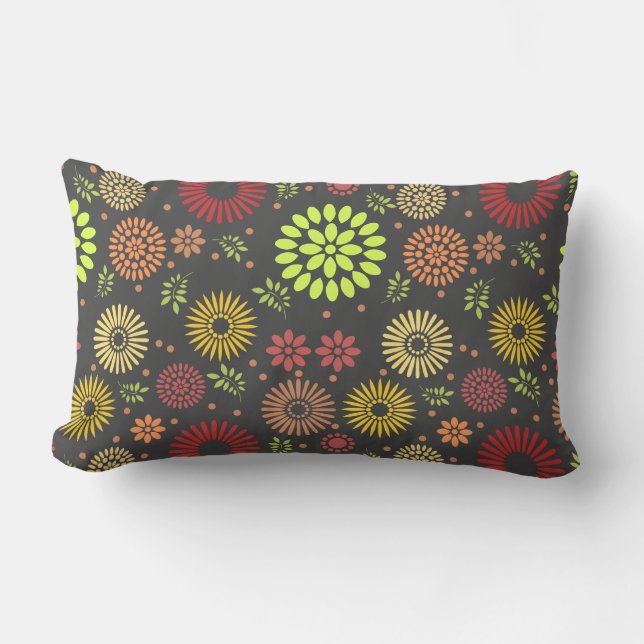 Colourful Fall Flowers in Warm Shades Lumbar Cushion (Front)