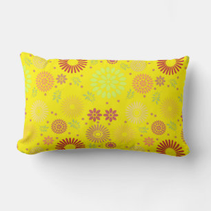 Colourful Fall Flowers in Warm Shades Lumbar Cushion
