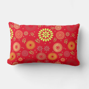 Colourful Fall Flowers in Warm Shades Lumbar Cushion