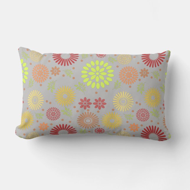 Colourful Fall Flowers in Warm Shades Lumbar Cushion (Front)