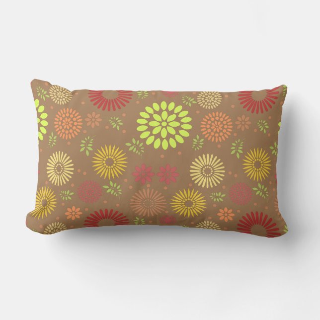 Colourful Fall Flowers in Warm Shades Lumbar Cushion (Front)