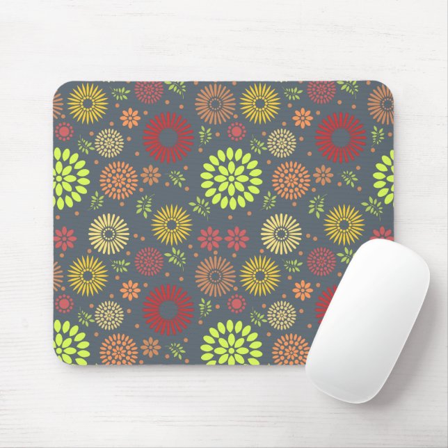 Colourful Fall Flowers in Warm Shades Mouse Mat (With Mouse)