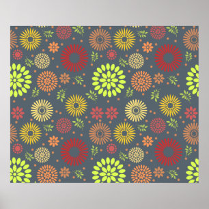 Colourful Fall Flowers in Warm Shades Poster