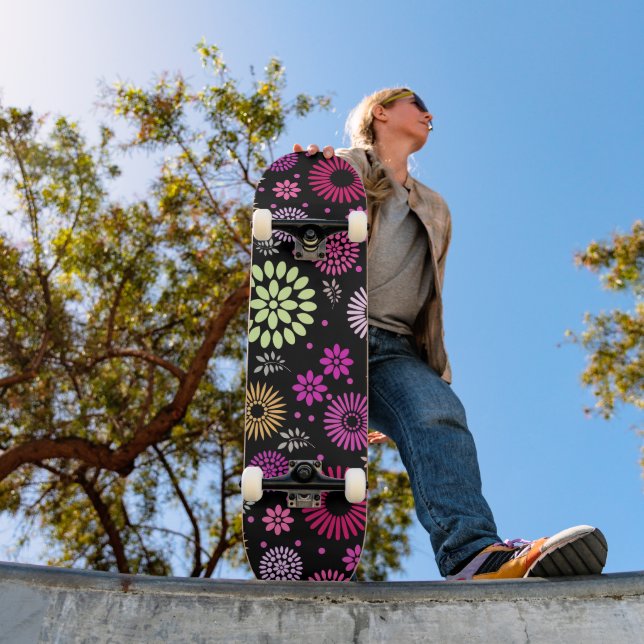 Colourful Fall Flowers in Warm Shades Skateboard (Outdoor 1)