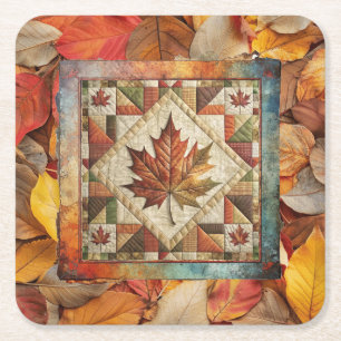 Colourful Fall Foliage Autumn Leaf Paper Coaster
