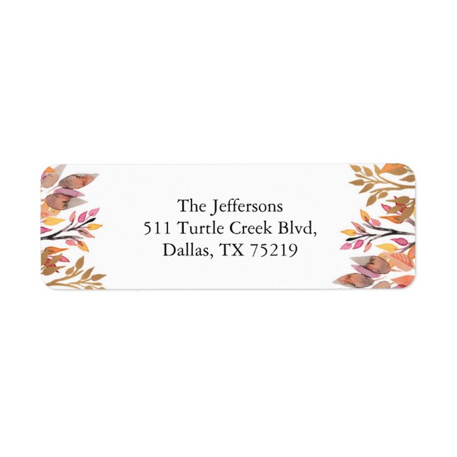 Colourful fall foliage return label sticker (Front)