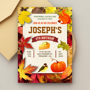 Colourful Fall Garden Autumn Pumpkin Birthday Part Invitation