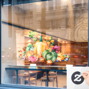 Colourful fall harvest display arraignment window cling