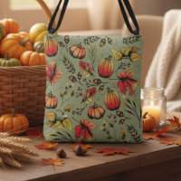 Colourful Fall Harvest Sage Green Hand-Drawn