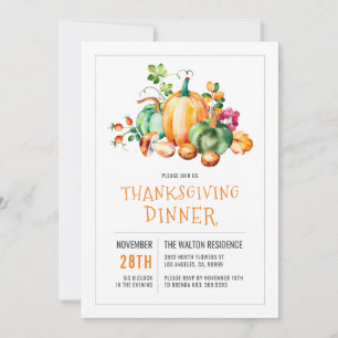 Colourful Fall Harvest Thanksgiving dinner Holiday Card