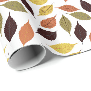Colourful Fall Leafs Seamless Pattern Wrapping Paper