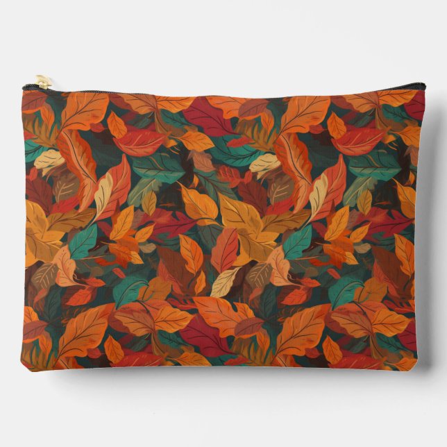 Colourful Fall Leaves Accessory Pouch (Front)