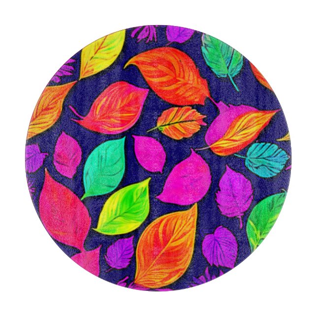 Colourful fall leaves Artwork Cutting Board (Front)